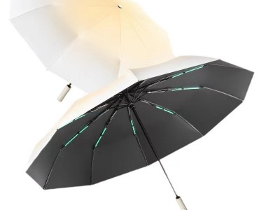 全自动渐变色盐系遮太阳折叠黑胶雨