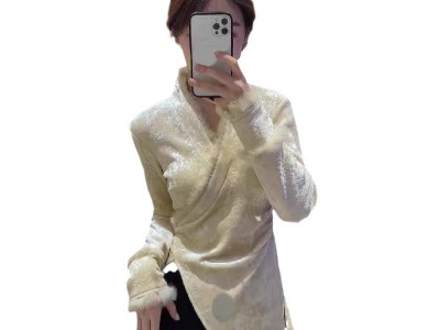不退换 9215 新中式加绒毛毛V领丝绒