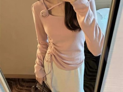不退换 抽绳上衣秋季甜美立体花朵羊