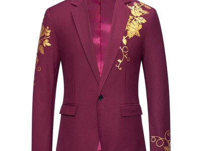 2024春夏新款跨境男装烫金西服外套 