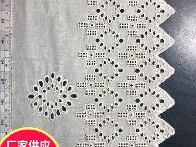 厂家供应机织穿孔棉布花边 来图来样