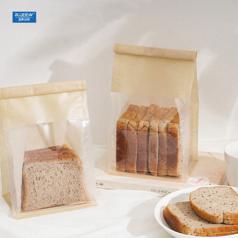 黄绵纸吐司袋吐司袋开窗面包袋棉纸高阻隔食品包装袋可定制logo