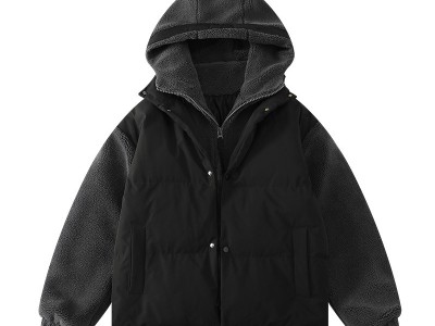 2024新款冬装颗粒绒连帽绵服外套加