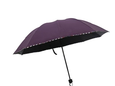 格子包边雨伞十骨防风雨伞三折晴雨