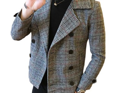 男士风衣秋冬季加厚短款毛呢外套潮