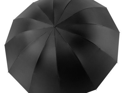 特大号12骨三人折叠晴雨伞黑胶防紫