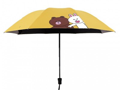 厂家销售黑胶可爱兔晴雨两用雨伞防