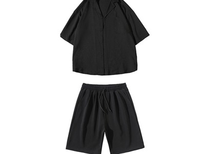 珀斯人休闲套装夏季男士短袖西装外
