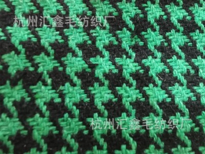 毛纺厂家秋冬粗纺千鸟格毛呢面料大