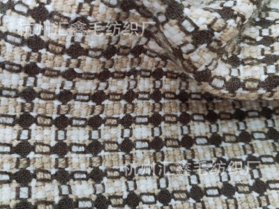 厂家直销新款编织羊毛呢面料 小香风