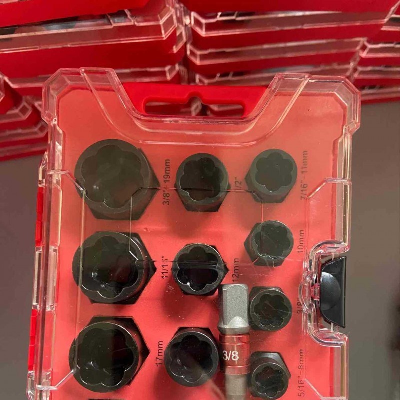 13PC螺母取出器高款短款滑牙螺丝拆除工具断丝螺栓取出器套装