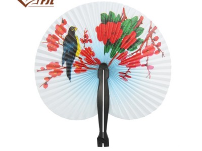 现货塑料纸扇子 花鸟图案扇 工艺礼