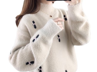水貂绒毛衣女2023秋冬新款宽松内搭