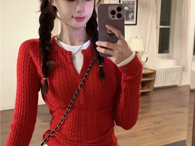 麻花长袖针织衫女早秋新款辣妹时尚