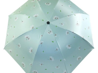 新款满天星黑胶防紫外线遮阳伞印花