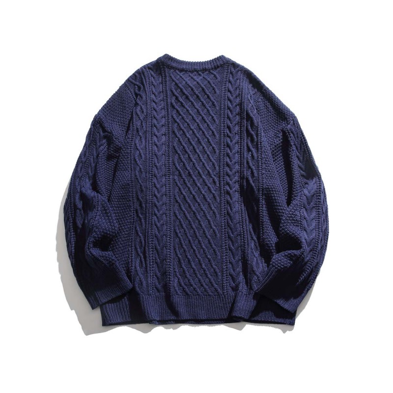 森波服饰2022冬季新品日系休闲百搭潮流圆领纯色麻花针织衫-M02