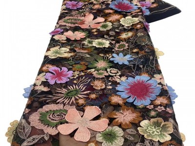 重工立体绣花蕾丝花边礼服连衣裙面