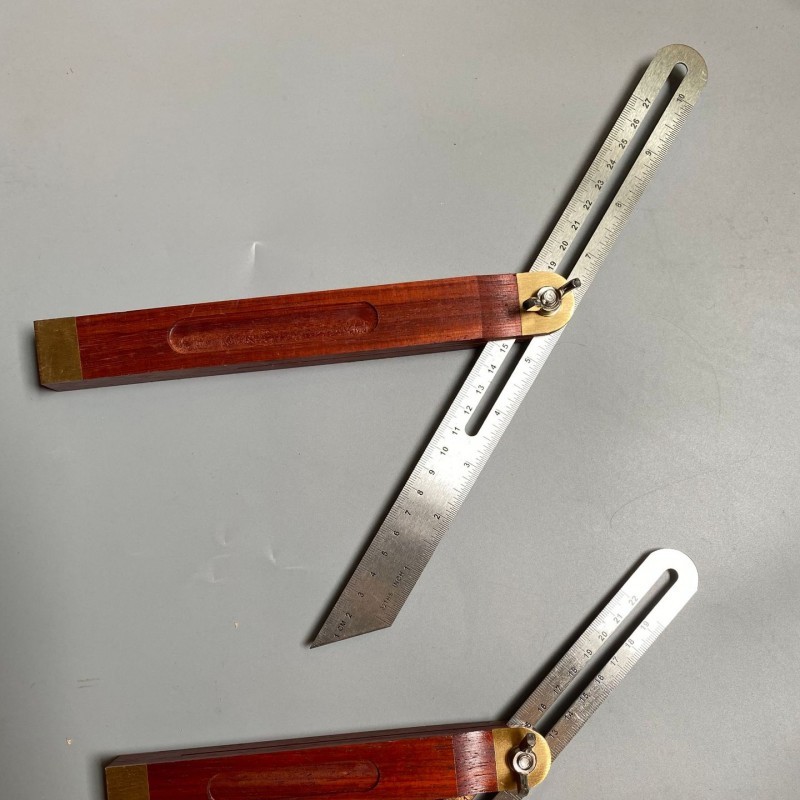 红木柄活动角尺，木工尺，五金量具