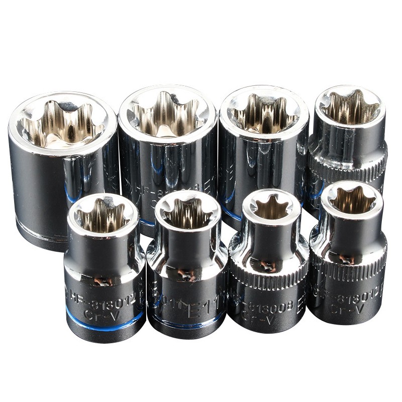 花型套筒头公制E型星型6角梅花套筒头3/8寸中飞汽修专用五金工具