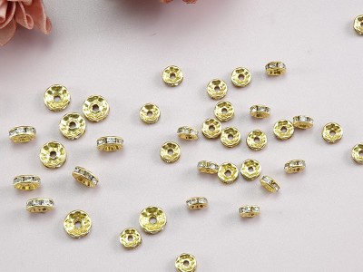 8-10mm车轮珠金+白钻亚克力服装辅料