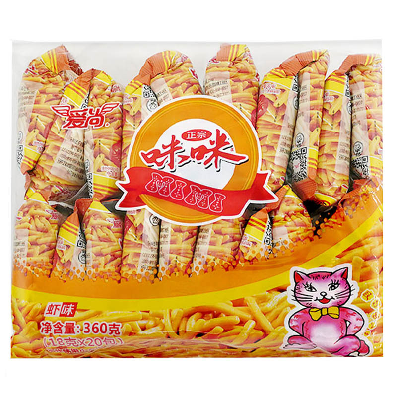 【包邮】爱尚咪咪虾条18g小包怀旧学生食品休闲儿童零食散装批发
