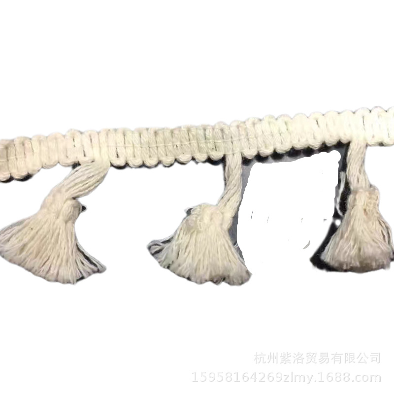 厂家现货供应窗帘装饰围巾花边辅料4.5公分纯棉吊穗吊坠流苏扫把