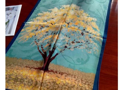 幸运马蹄莲真丝围巾女秋冬季典雅花