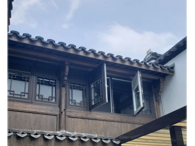 中式复古断桥铝合金门窗仿古别墅四