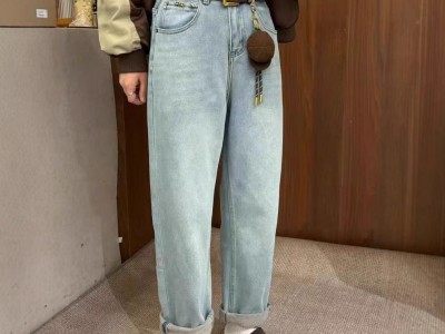 不退换 YK6272加绒加厚挂坠牛仔裤 