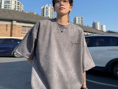 得物抖音品质潮流麂皮绒字母印花短