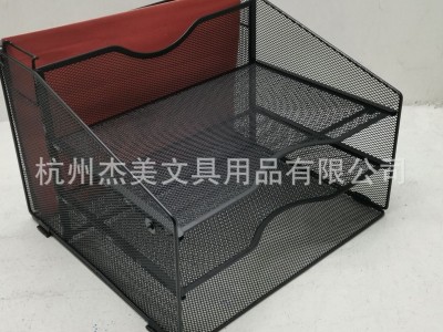 金属网状两层文件架带快捞架可拆卸