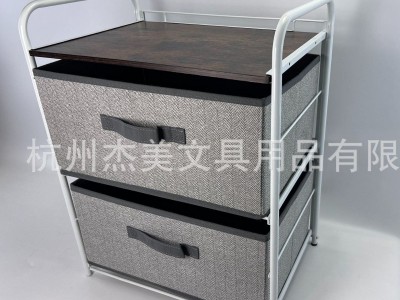 家居铁木布艺置物架，多层带抽屉