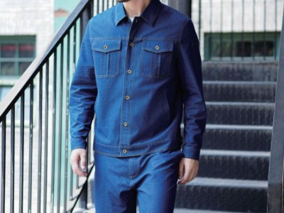 高级工作服牛仔套装春秋季耐磨电工
