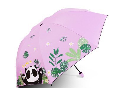 卡通大熊猫三折防紫外线晴雨伞折叠