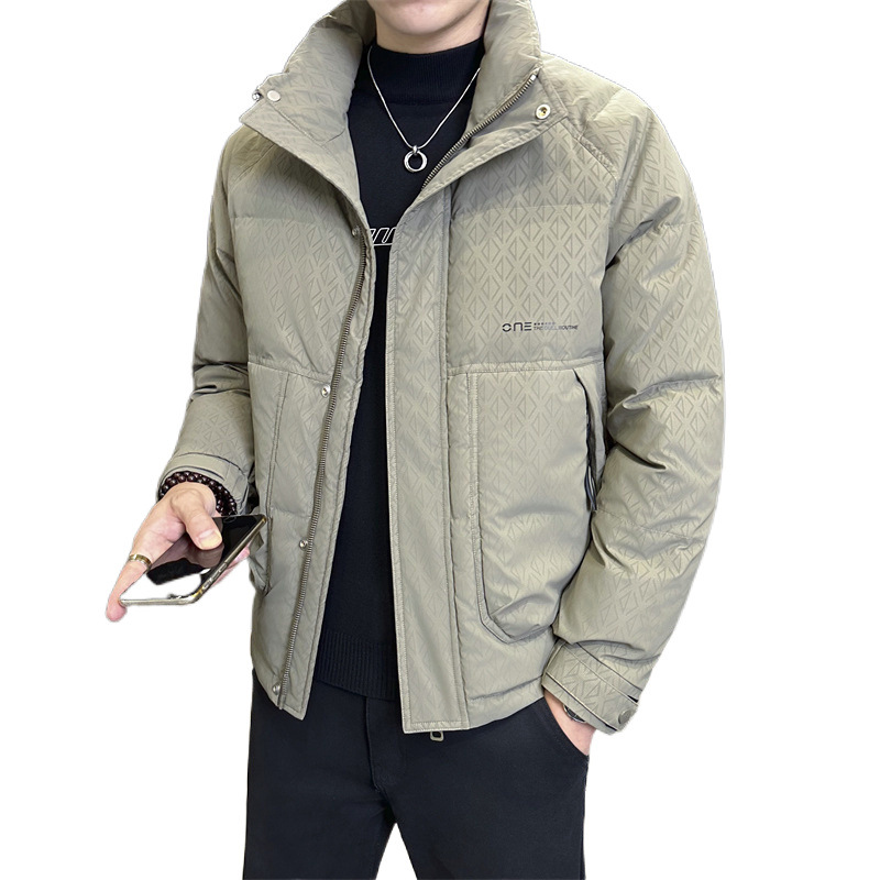 2024冬季新款男士立领时尚潮流白鸭绒羽绒服夹克外套男装