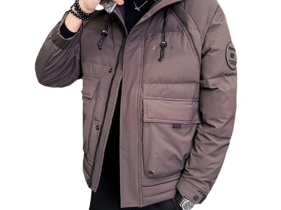 24冬装新款加绒加厚连帽羽绒服男外