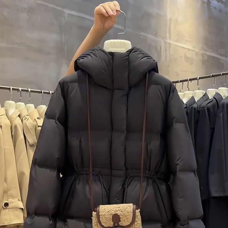 【现货】2023冬季新品白鸭绒羽绒服女连帽收腰短款保暖羽绒服外套
