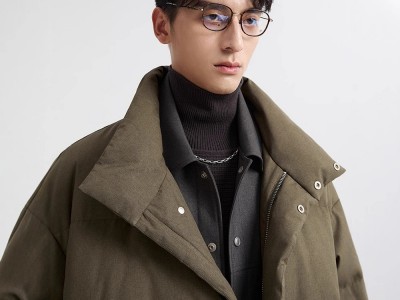 高级感假两件中长款羽绒服男士2024