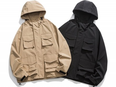 儒孟户外山系多口袋机能工装连帽夹
