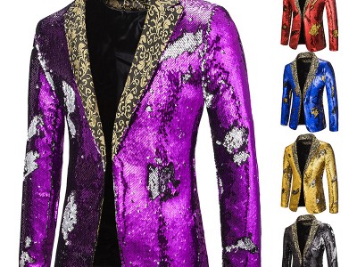 双色亮片西装舞台演出服西装夜店酒