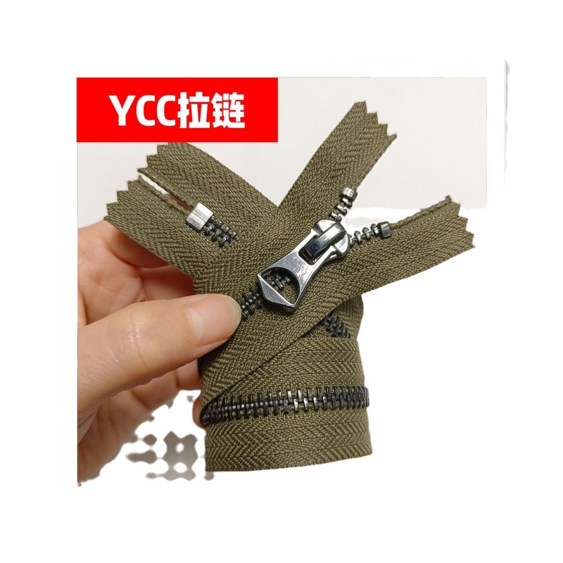 5号金属YCC拉链枪色黑镍色装饰拉片皮衣夹克羽绒服闭口铜拉链