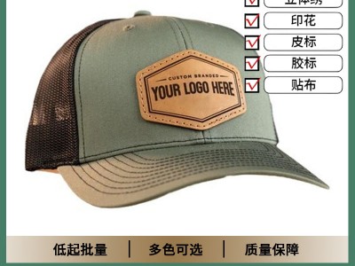 DIY PU皮标LOGO微弯卡车司机帽户外