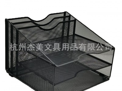 金属网状文件架三层两格文件盘资料