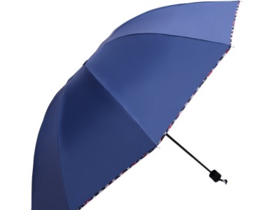 三折十钢骨商务包边晴雨伞黑胶防晒