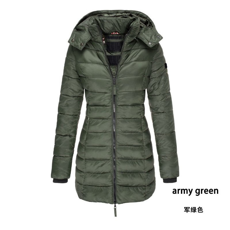 外贸新品冬季韩版新款女式棉衣女中长款修身棉袄保暖羽绒棉服外套
