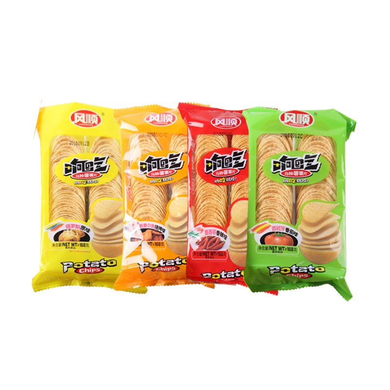 风顺响吃大薯片土豆片膨化休闲小零食品厂家批发网红小吃薯片168g
