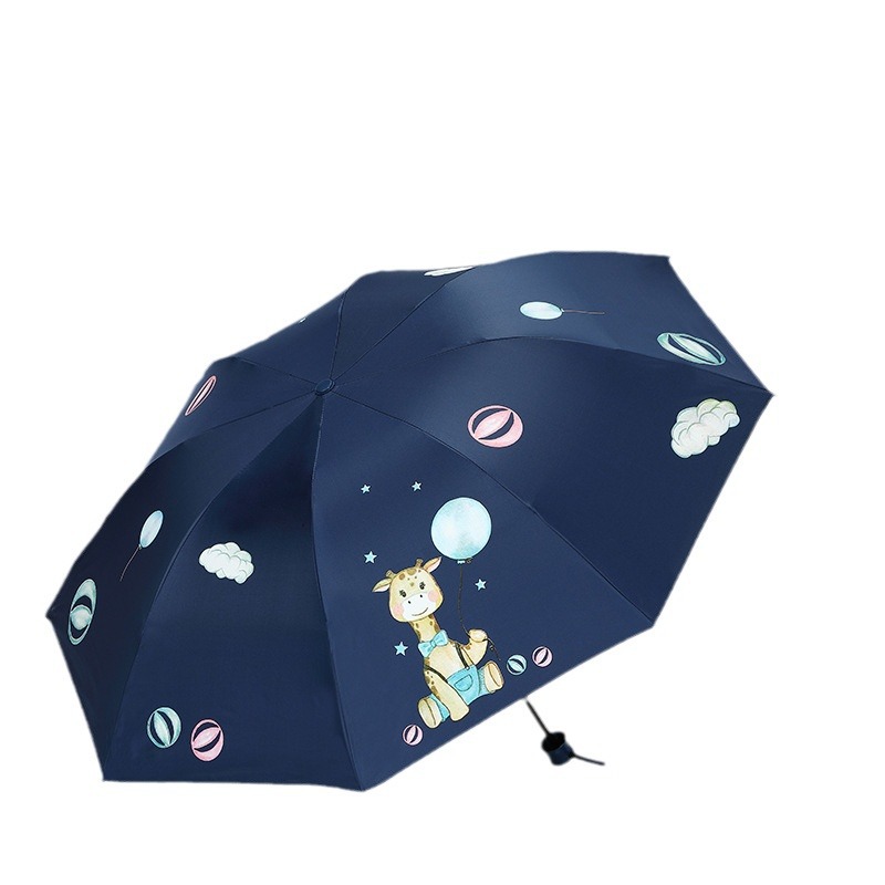 雨伞厂家批发手开水果卡通伞折叠黑胶防晒遮阳晴雨两用太阳伞耐用