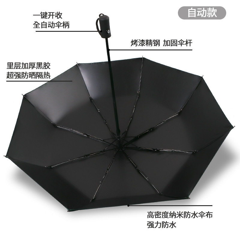 雨伞定制批发印刷logo三折叠太阳伞遮阳伞防晒黑胶防紫外线广告伞
