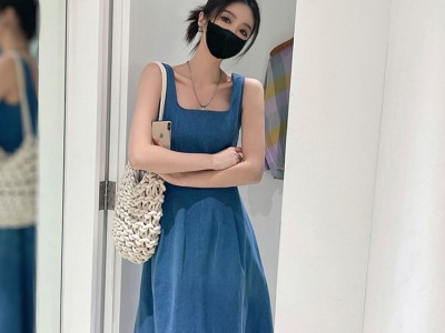 2024夏季新款蓝雾之恋牛仔连衣裙法