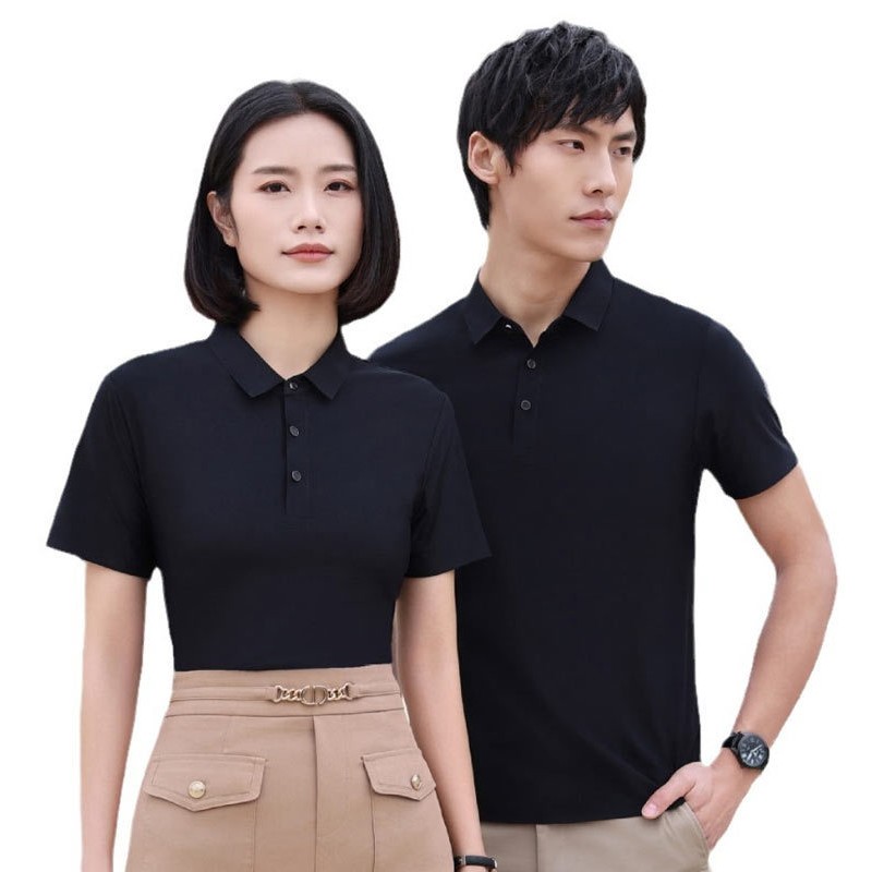 定制短袖公司企业团建无缝压胶文化polo衫翻领t恤衫工作服印绣log